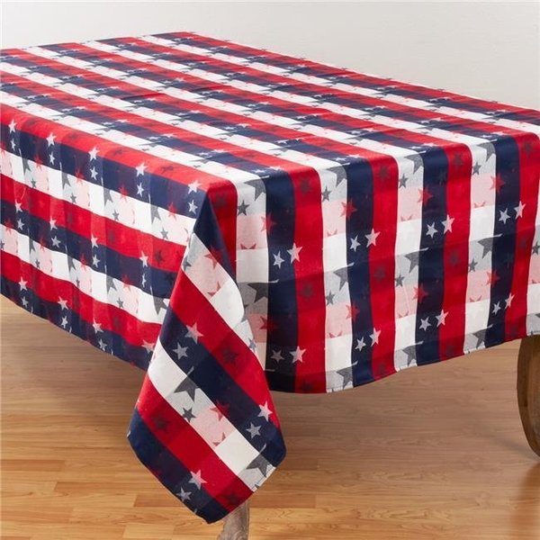 Saro Lifestyle SARO 1776.M5070B 50 x 70 in. Oblong Patriotic Plaid & Star Design Tablecloth 1776.M5070B